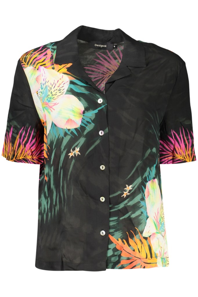 DESIGUAL CAMICIA MANICHE CORTE DONNA NERO