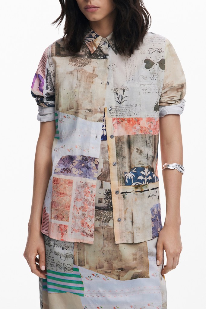 DESIGUAL CAMICIA MANICHE LUNGHE DONNA BEIGE