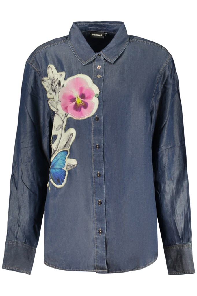 DESIGUAL CAMICIA MANICHE LUNGHE DONNA BLU