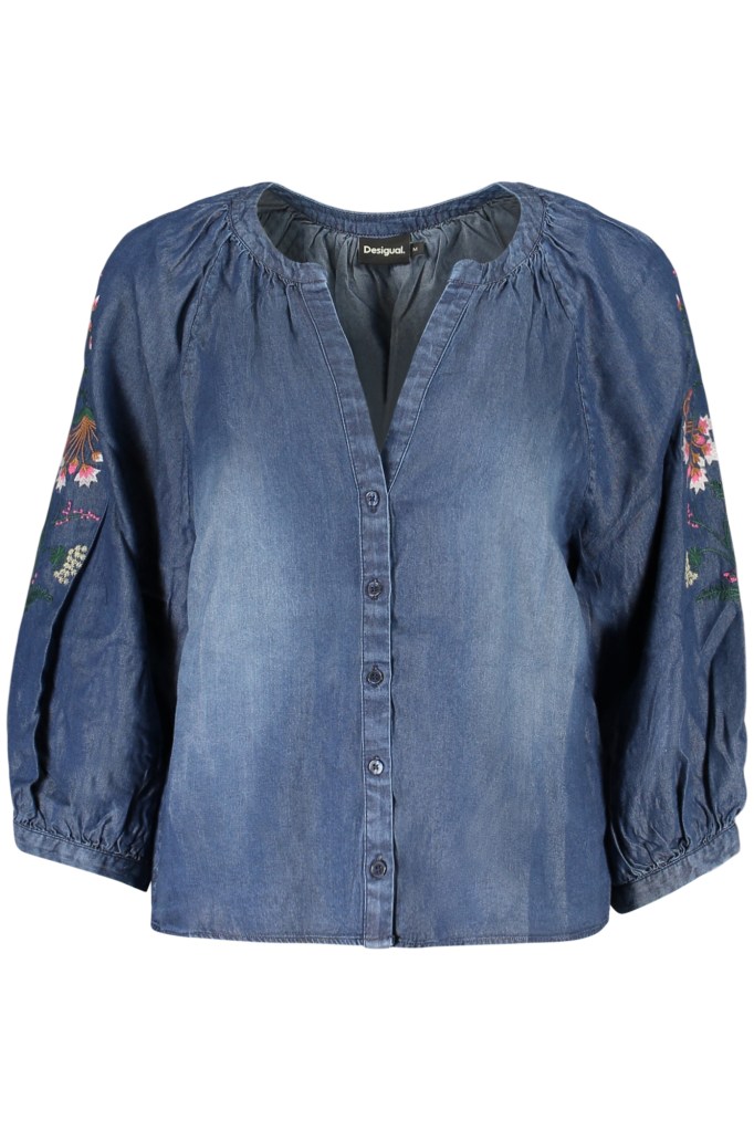 DESIGUAL CAMICIA MANICHE LUNGHE DONNA BLU