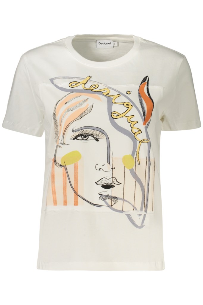 DESIGUAL T-SHIRT MANICHE CORTE DONNA BIANCO