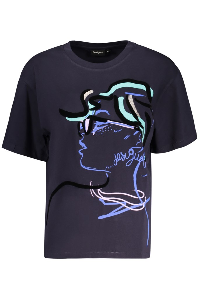 DESIGUAL T-SHIRT MANICHE CORTE DONNA BLU