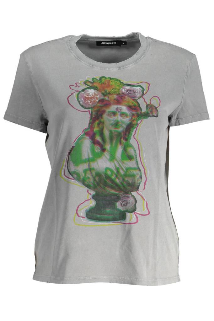 DESIGUAL T-SHIRT MANICHE CORTE DONNA GRIGIO