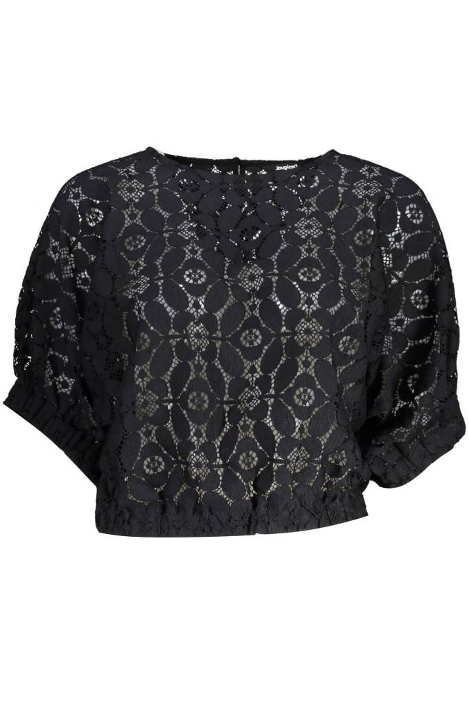 DESIGUAL T-SHIRT MANICHE CORTE DONNA NERO