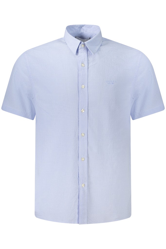 GUESS JEANS CAMICIA MANICHE CORTE UOMO AZZURRO
