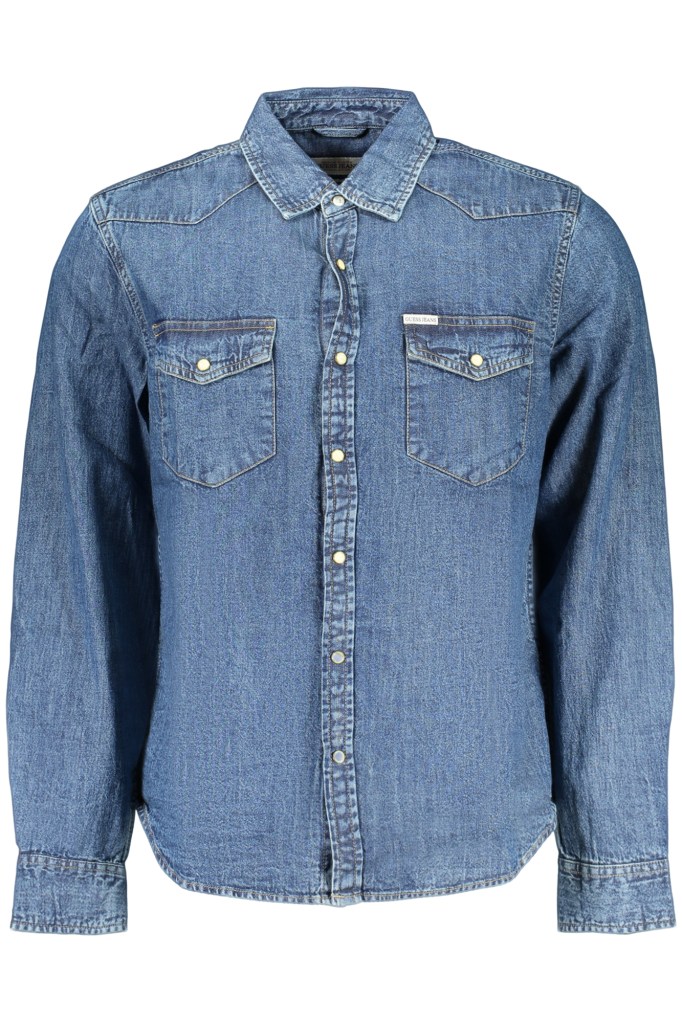 GUESS JEANS CAMICIA MANICHE LUNGHE UOMO BLU