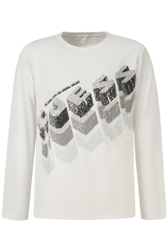GUESS JEANS T-SHIRT MANICHE CORTE BAMBINO BIANCO
