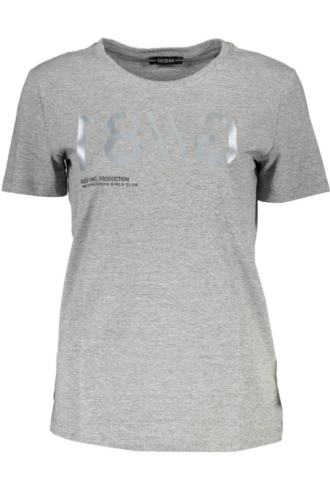 GUESS JEANS T-SHIRT MANICHE CORTE DONNA GRIGIO
