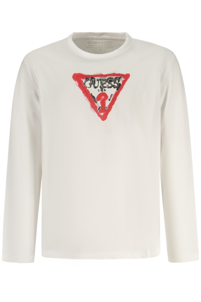 GUESS JEANS T-SHIRT MANICHE LUNGHE BAMBINO BIANCO