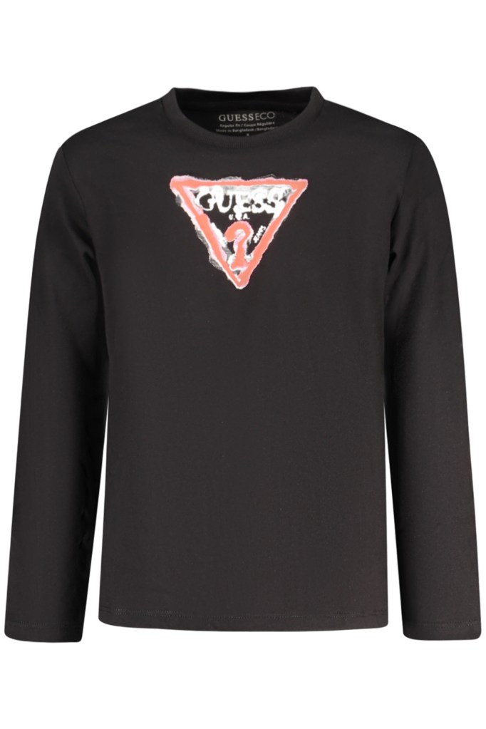 GUESS JEANS T-SHIRT MANICHE LUNGHE BAMBINO NERO